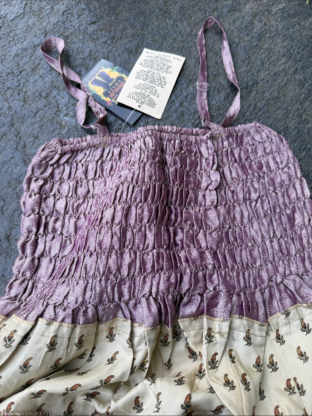 Bohemian Tiered Midi Dress in Lavender and Cream - Picture 6 of 10